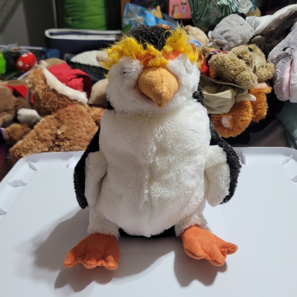 Manhattan Toy Macaroni Penguin Plush Stuffed Animal Bird Black White Crest